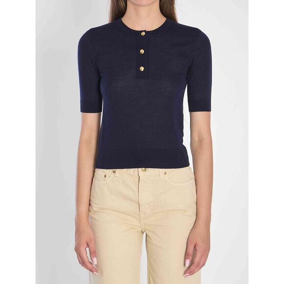 CELINE Sweaters - Celine Women Triomphe Navy Polo
